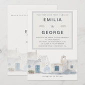 ギリシャ諸島の結婚式|オリーブアクセント 招待状 (正面/裏面)