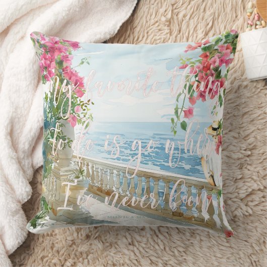 ギリシャ諸島テラス |旅行引用文 クッション (ブランケット)