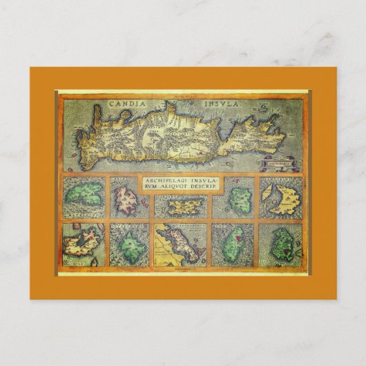 ギリシャ諸島16世紀ヴィンテージレア ポストカード (正面)
