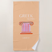 ギリシャ諸島，ギリシャ，旅行アート，オレンジ ビーチタオル (正面)