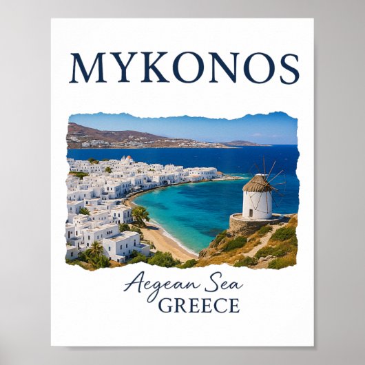 ギリシャ諸島 ミコノス島 旅行 バケーション 海辺の生活 ポスター (正面)