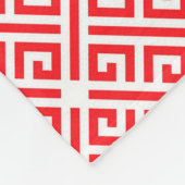 ギリシャ赤と白鍵幾何学的パターン フリースブランケット (角)