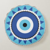 ギリシャ邪悪なアイブルーホワイト ラウンドクッション (裏面)