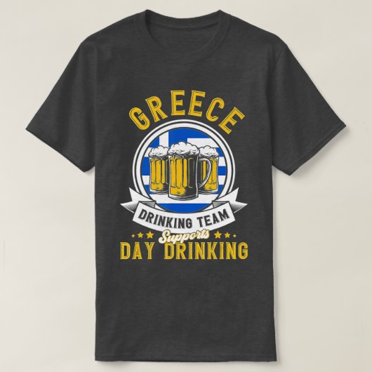 ギリシャ酒飲みチームが飲み会をサポート Tシャツ (デザイン正面)