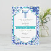 ギリシャ鍵とアクア、ブルーカラムグレシア結婚ズ 招待状 (スタンド正面)