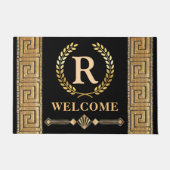 ギリシャ鍵とローレルリースドパーソナライズされたアマット ドアマット (正面)