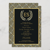 ギリシャ鍵とローレルリース結婚のカップルのシャワー 招待状 (正面/裏面)