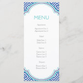 ギリシャ鍵のパターンと結婚青い列のメニューカード メニュー (裏面)