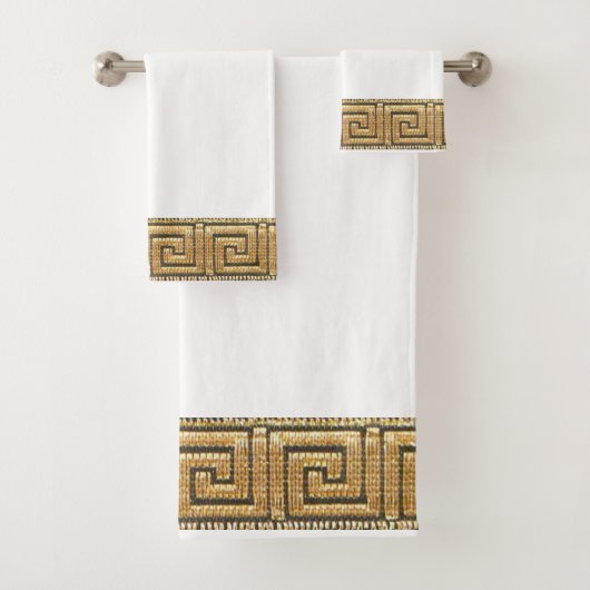 ギリシャ鍵のライフメーンダーリバーシンボルゴールデン バスタオルセット (インサイチュ)