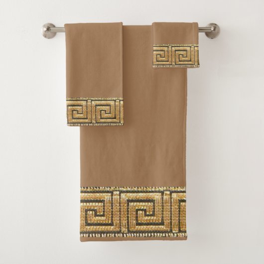 ギリシャ鍵のライフメーンダーリバーシンボルゴールデン バスタオルセット (インサイチュ)