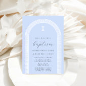 ギリシャ鍵アーチブルーバプテスマ 招待状