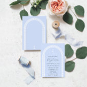 ギリシャ鍵アーチブルーバプテスマ 招待状