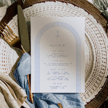 ギリシャ鍵アーチホワイトブルーバプテスマ