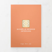 ギリシャ鍵エレガントコーラル内装デザインパンフレット 三つ折りカード (カバー)