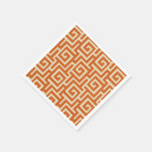 ギリシャ鍵オレンジ スタンダードカクテルナプキン (角)