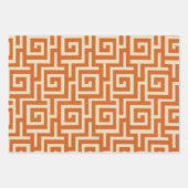 ギリシャ鍵オレンジ ラッピングペーパーシート (正面3)