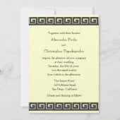 ギリシャ鍵オンメタリック金ゴールド結婚式招待状 招待状 (正面)