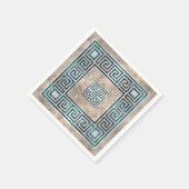 ギリシャ鍵オーナメント – アバロンと金ゴールド スタンダードカクテルナプキン (角)