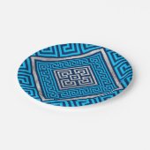 ギリシャ鍵オーナメント-ギリシャの蛇行-Rhombus #3 ペーパープレート (アングル)