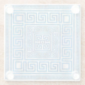 ギリシャ鍵オーナメント – ギリシャ蛇行 – 青大理石 ガラスコースター (裏面)