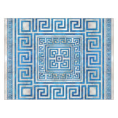 ギリシャ鍵オーナメント – ギリシャ蛇行 – 青大理石 テーブルクロス (正面(横))