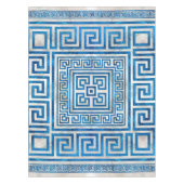 ギリシャ鍵オーナメント – ギリシャ蛇行 – 青大理石 テーブルクロス (正面)