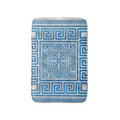 ギリシャ鍵オーナメント – ギリシャ蛇行 – 青大理石 バスマット (正面縦)