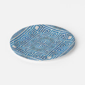 ギリシャ鍵オーナメント – ギリシャ蛇行 – 青大理石 ペーパープレート (アングル)