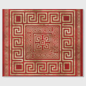 ギリシャ鍵オーナメント – ギリシャ語蛇行 – 深いレッド ラッピングペーパー (フラット)