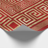 ギリシャ鍵オーナメント – ギリシャ語蛇行 – 深いレッド ラッピングペーパー (角)