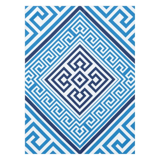 ギリシャ鍵オーナメント-サントリーニ-ロンバス テーブルクロス (正面)