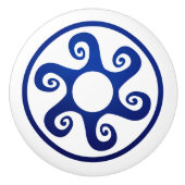 ギリシャ鍵オーナメント – 青と白 セラミックノブ (正面)