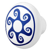 ギリシャ鍵オーナメント – 青と白 セラミックノブ (右)