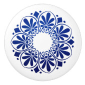 ギリシャ鍵オーナメント – 青と白 セラミックノブ (正面)