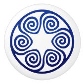 ギリシャ鍵オーナメント – 青と白 セラミックノブ (正面)