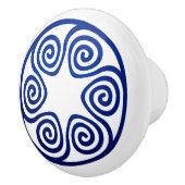 ギリシャ鍵オーナメント – 青と白 セラミックノブ (右)