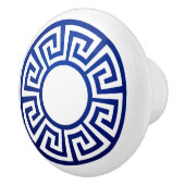 ギリシャ鍵オーナメント – 青と白 セラミックノブ (右)
