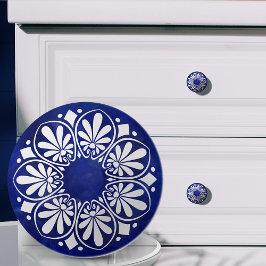 ギリシャ鍵オーナメント – 青と白 セラミックノブ