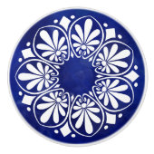 ギリシャ鍵オーナメント – 青と白 セラミックノブ (正面)