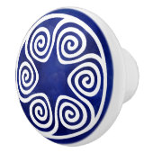 ギリシャ鍵オーナメント – 青と白 セラミックノブ (右)