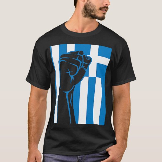 ギリシャ鍵ギリシャプライドOPAヘラスギリシャ国旗 Tシャツ (正面)