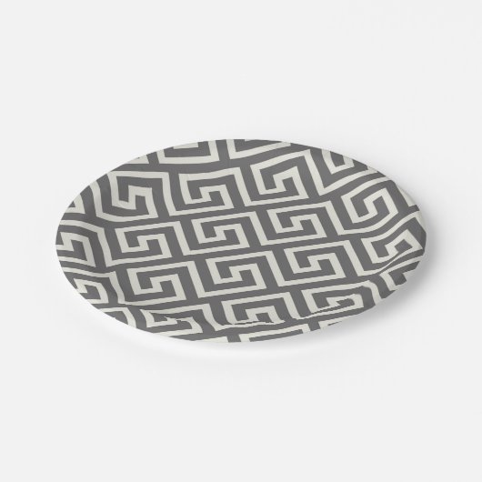 ギリシャ鍵クラシックスクエア旋回パターン ペーパープレート (アングル)