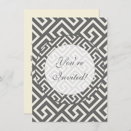 ギリシャ鍵クラシックスクエア旋回パターン 招待状 (正面/裏面)