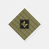 ギリシャ鍵クラシックデザインインゴールズ&ブラック スタンダードカクテルナプキン (角)