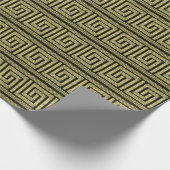 ギリシャ鍵クラシックデザインインゴールズ&ブラック ラッピングペーパー (角)