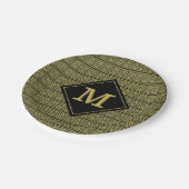 ギリシャ鍵クラシックデザインイン金ゴールド&ブラック ペーパープレート (アングル)