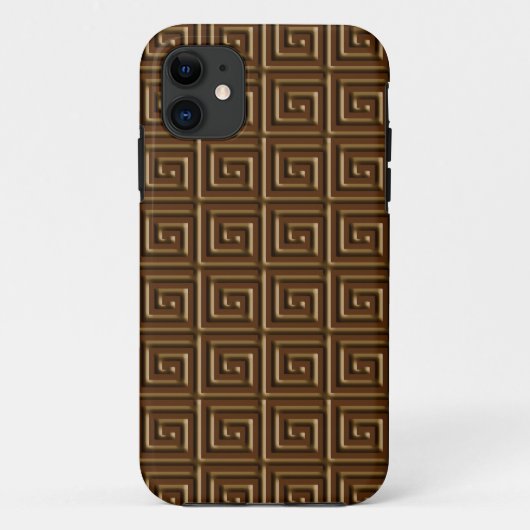 ギリシャ鍵デザイン – ダークチョコレート Case-Mate iPhoneケース (裏面)