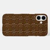 ギリシャ鍵デザイン – ダークチョコレート Case-Mate iPhoneケース (裏面 (横))