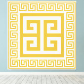 ギリシャ鍵パターンゴールデンデザインキャンバス印刷 キャンバスプリント (インサイチュ (ウッドフロア))