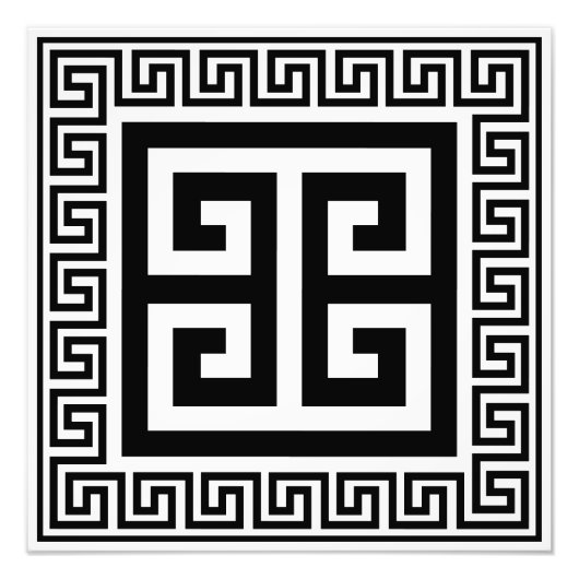 ギリシャ鍵パターンブラックデザイン フォトプリント            (正面)